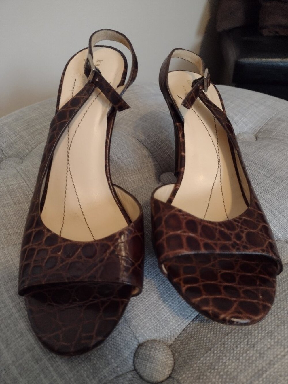 Kate Spade 7.5 Open Toe Heel Slingback Croc